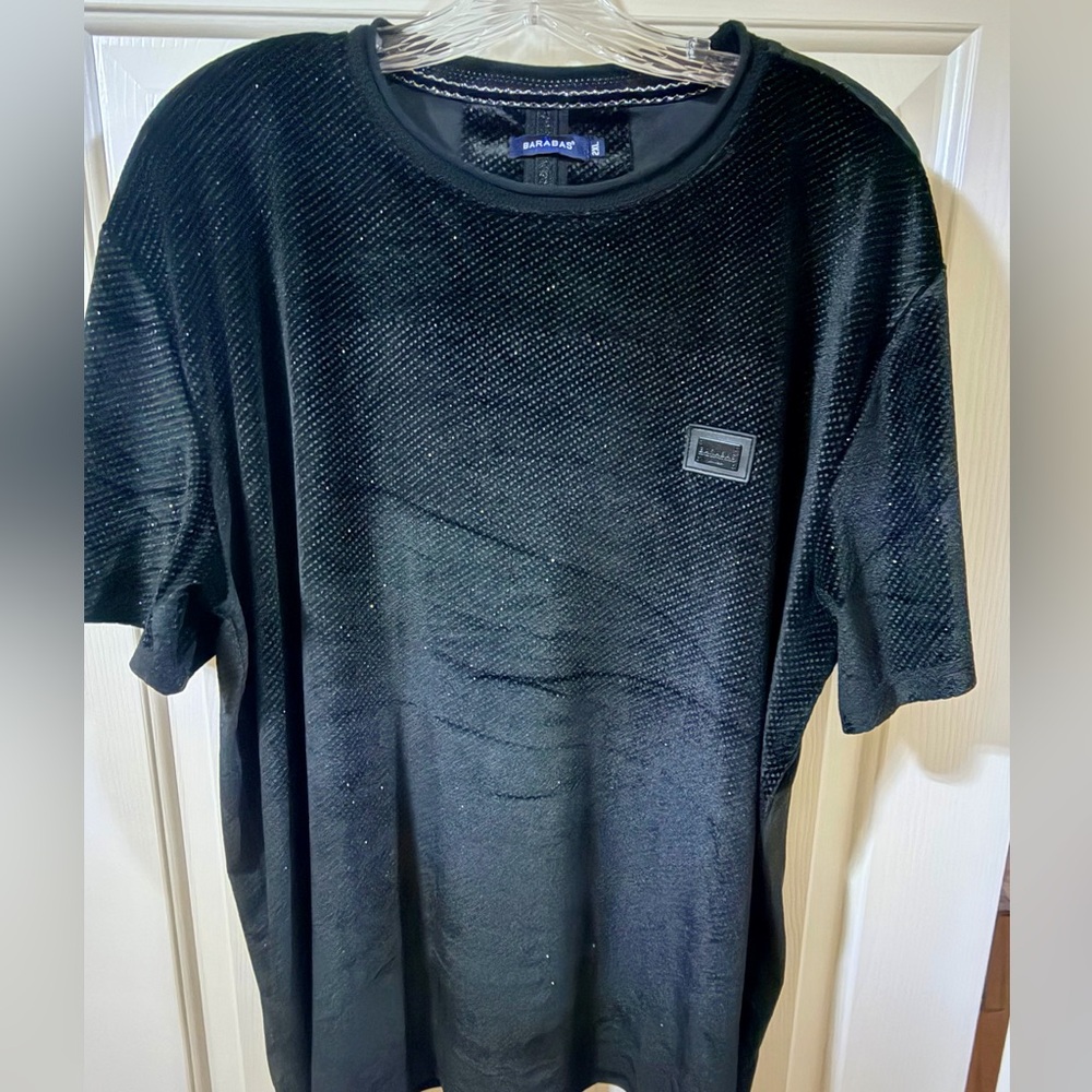 Barabas Men's Glittery Sparkle Crew-neck T-shirt ST702 Black Size 2XL